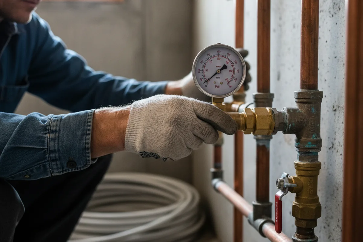 Pressure testing a repaired line during Water Line Repair in Madill